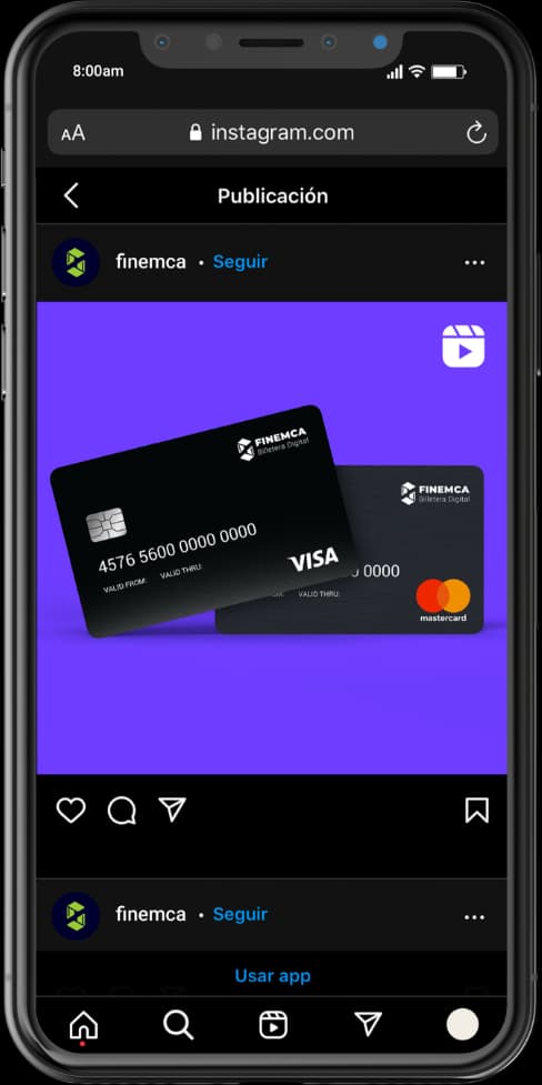 Mobile instagram page