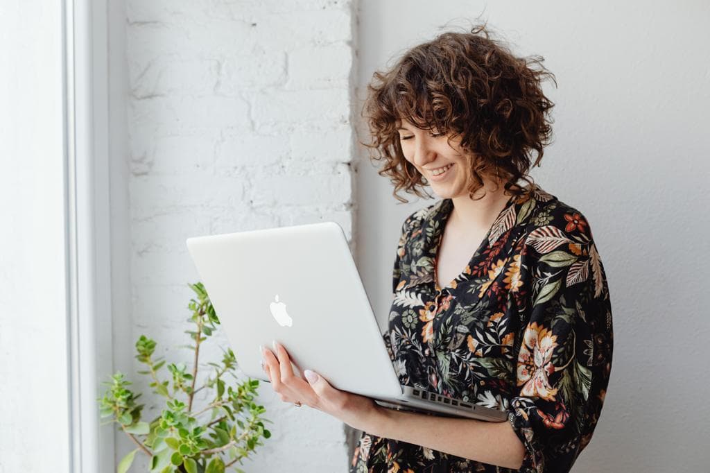 Lady using her laptop